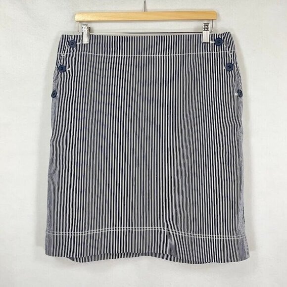 Talbots Woman Striped Side Elastic Knee Length Nautical Sailor Skirt 14W - Picture 1 of 6